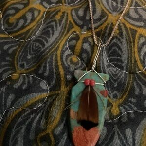 Necklace delicate design Colorado feather unique one of a kind Navajo western